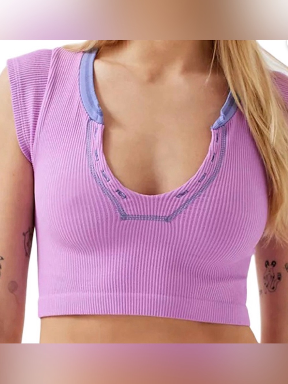 Urban Outfitters Out From Under Ribbed Crop Top Seamless Shirt Woman's M/L